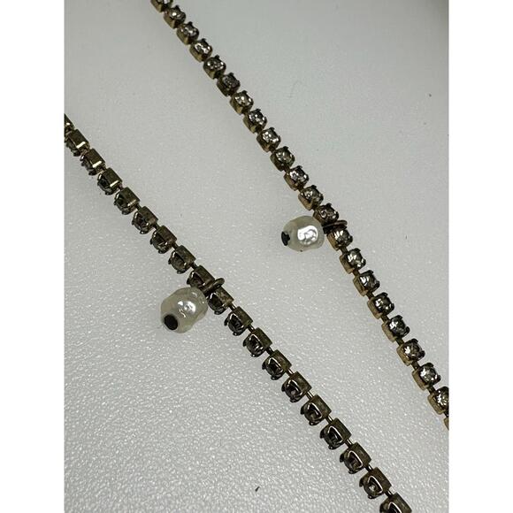 Vintage Signed Miriam Haskell 30” Necklace Pearls And Clear Crystals Gold Tone - Picture 2 of 8